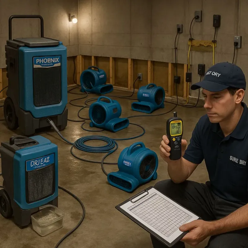 Structural Drying and Dehumidification process in Providence, TX